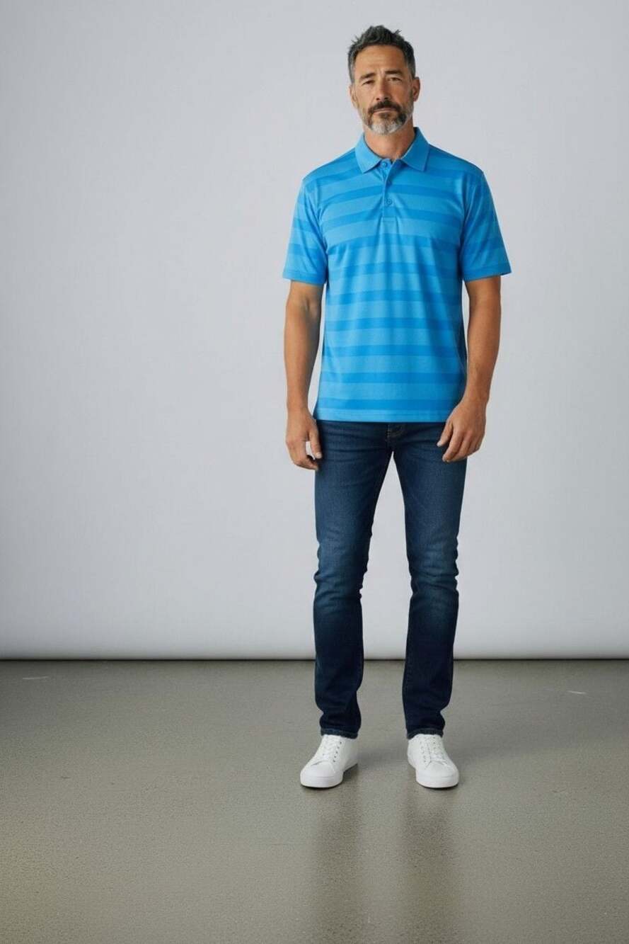 Adidas Two-Color Striped Golf Polo Shirt H56789